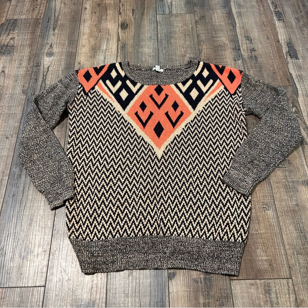 Urban Outfitters Ecote Intarsia Pullover Sweater‎ Womens Small Boho Art